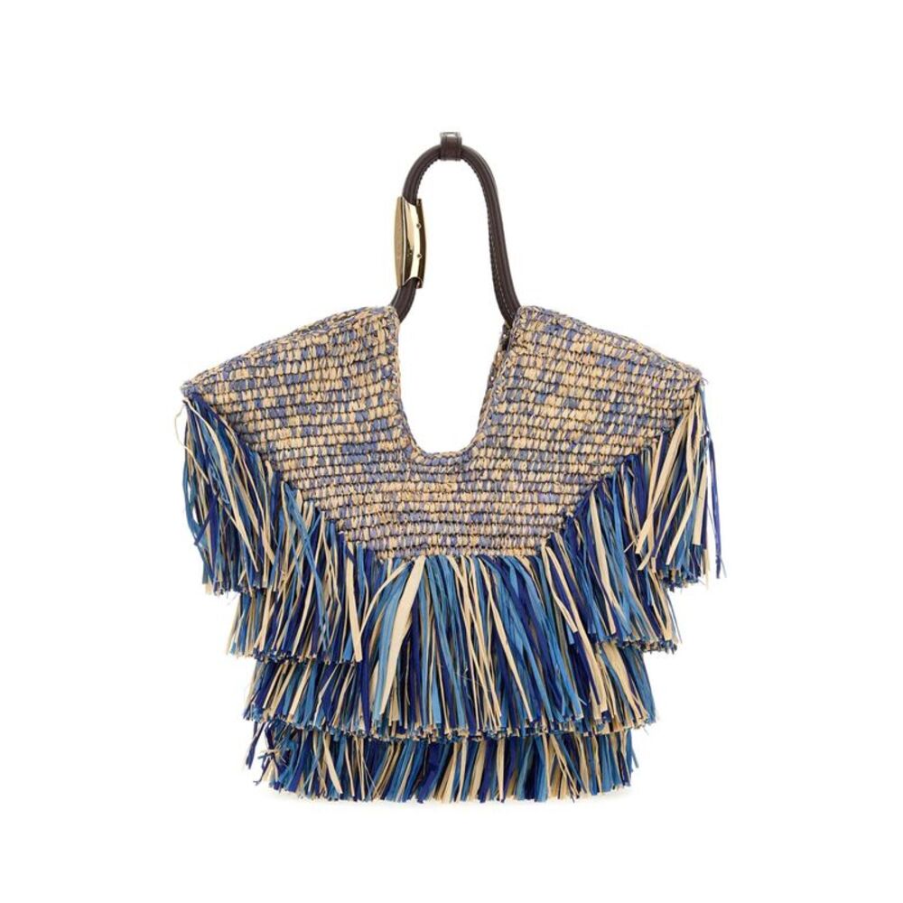Zimmermann Women Blue Raffia Small Goldentime Shopping Bag